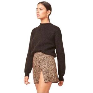 Reformation Leopard Print Mini Skirt With Side Slit Womens Size 0 sexy party
